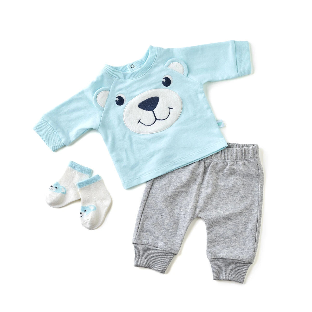 Blue Bear Baby Outfit With Socks - Size 9 Months for Stuffed Animals | Build-A-Bear® - US 2229