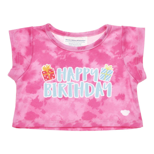Pink Tie-Dye Birthday T-Shirt for Stuffed Animals - US 7436