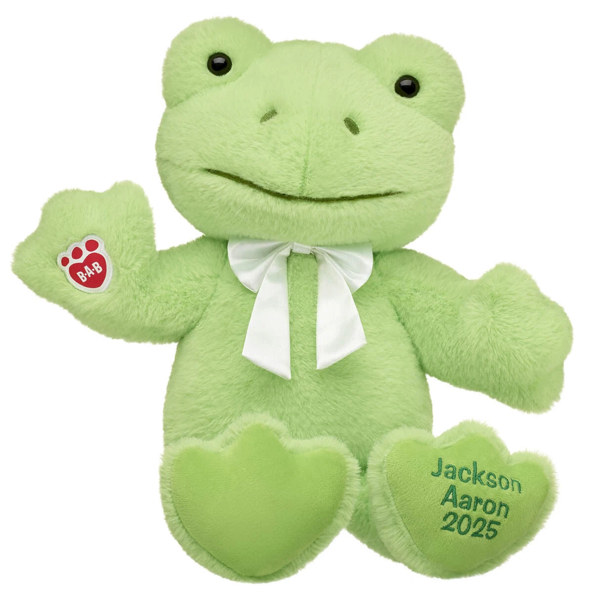 Embroidered Spring Green Frog Plush &amp; White Gifting Bow | Build-A-Bear® - US 9905