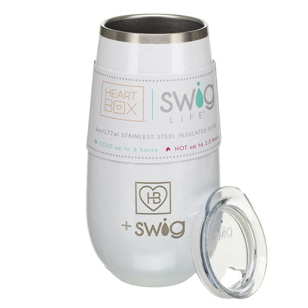 6 oz. HeartBox x Swig Life White Stemless Flute | Build-A-Bear® - US 3100