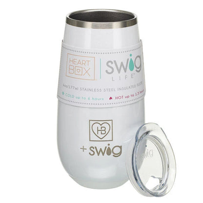 6 oz. HeartBox x Swig Life White Stemless Flute | Build-A-Bear® - US 3100
