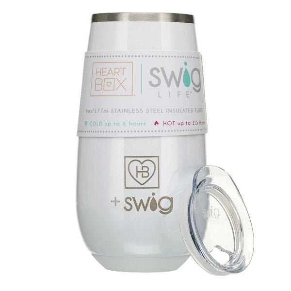 6 oz. HeartBox x Swig Life White Stemless Flute | Build-A-Bear® - US 1840
