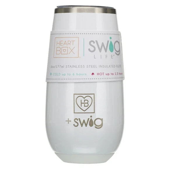 6 oz. HeartBox x Swig Life White Stemless Flute | Build-A-Bear® - US 3937