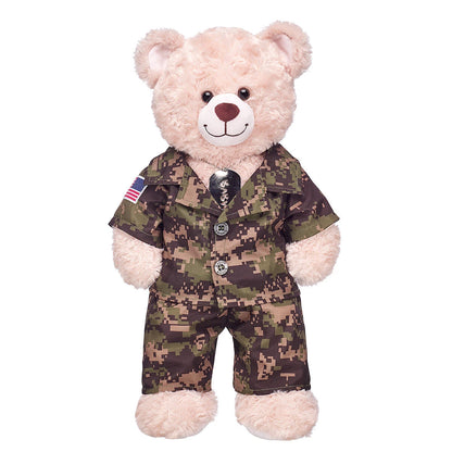Green Digital Camo Uniform with USA Flag for Stuffed Animals | Build-A-Bear® - US 3360