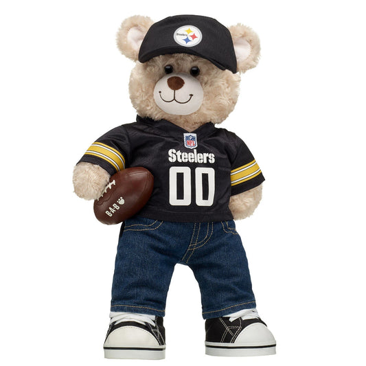 Pittsburgh Steelers Happy Hugs Teddy Bear Hat &amp; Football Set - US 9625
