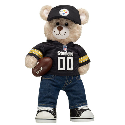 Pittsburgh Steelers Happy Hugs Teddy Bear Hat &amp; Football Set - US 5679