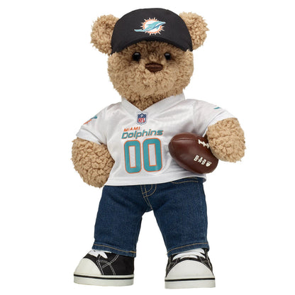 Miami Dolphins Timeless Teddy Bear Fan Hat &amp; Football Set - US 7448