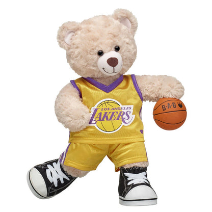 Los Angeles Lakers Happy Hugs Teddy Bear Basketball Gift Set | Build-A-Bear® - US 7483