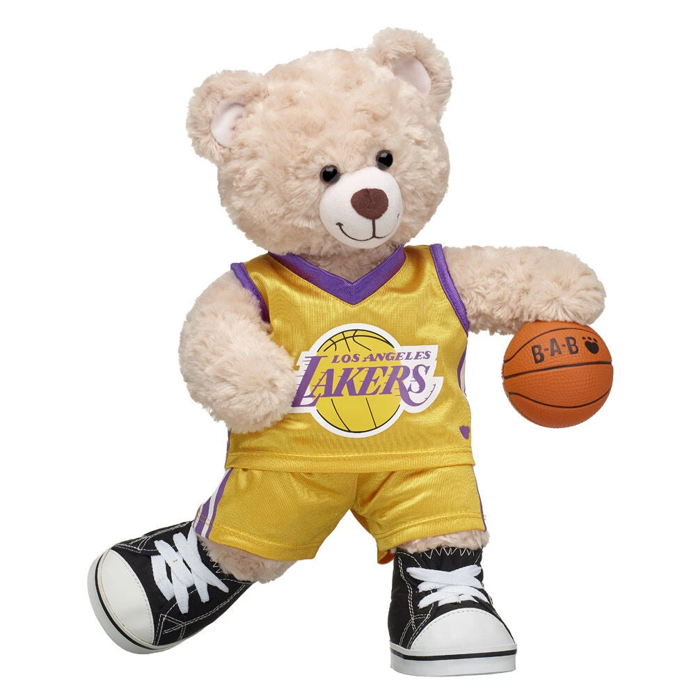 Los Angeles Lakers Happy Hugs Teddy Bear Basketball Gift Set | Build-A-Bear® - US 7678