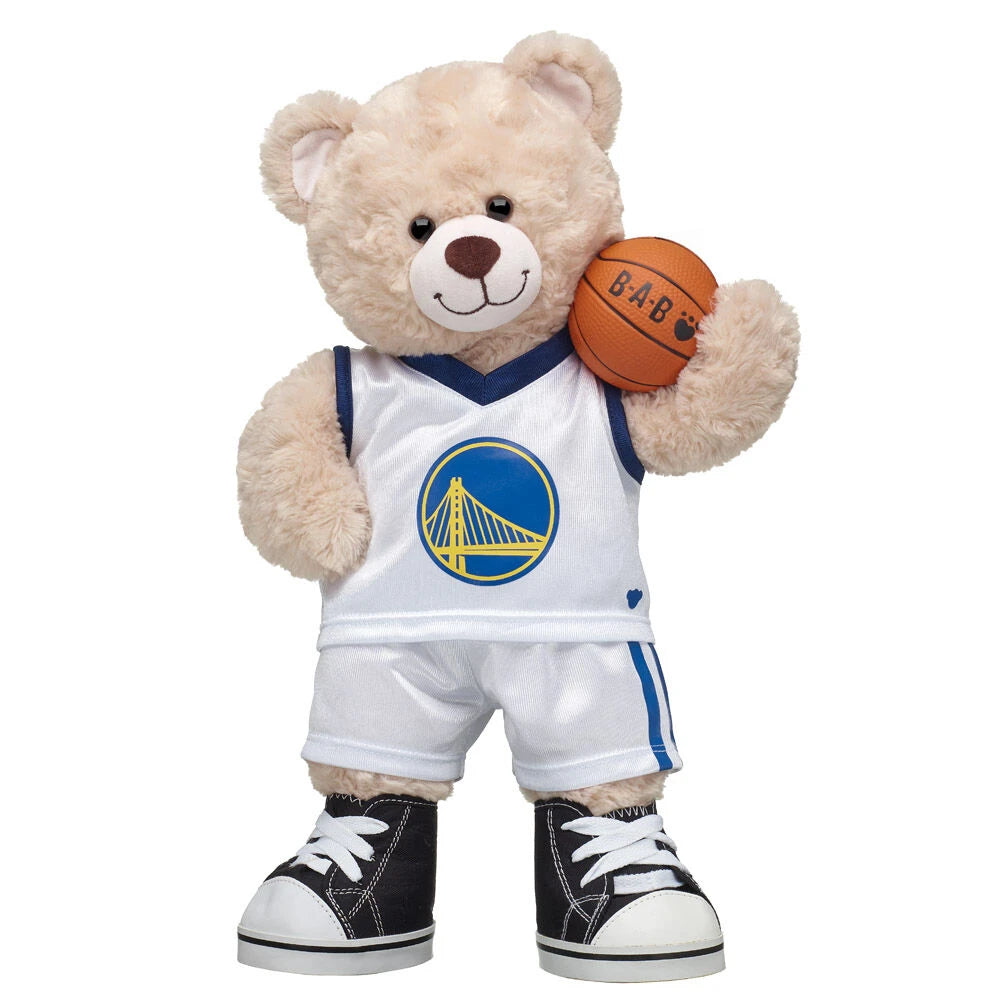Golden State Warriors Happy Hugs Teddy Bear Basketball Gift Set | Build-A-Bear® - US 9891