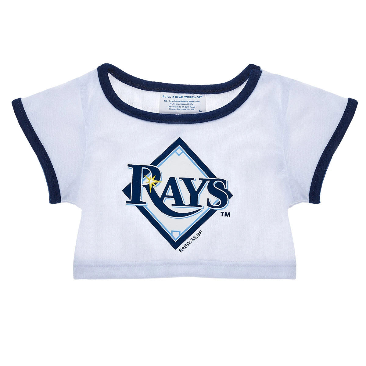 Tampa Bay Rays™ White &amp; Blue Ringer T-Shirt for Stuffed Animals | Build-A-Bear® - US 9649