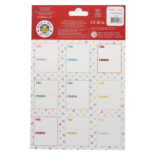 Valentine's Day Tear &amp; Share Sticker Set | Build-A-Bear® - US 3548