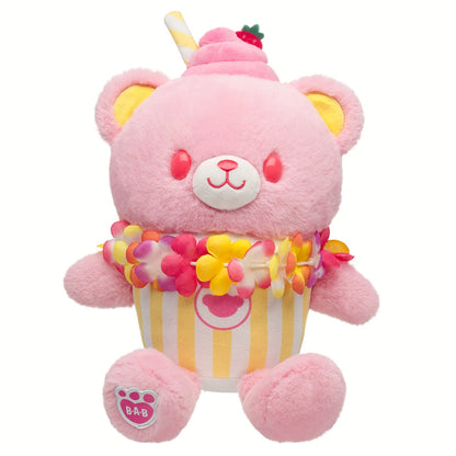 Strawberry Lemonade Bear Slushie Plushie  w/ Lei | BAB - US 5659