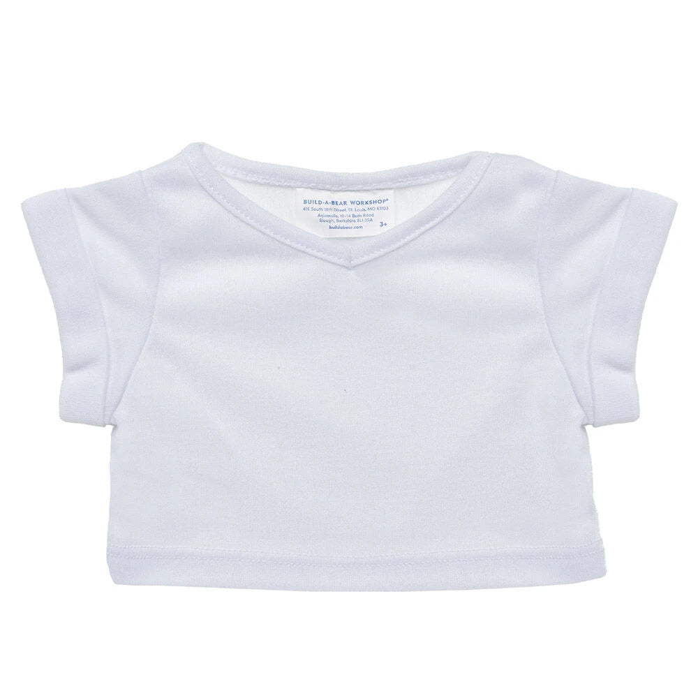 Online Exclusive White V-Neck T-Shirt | Build-A-Bear - US 8052