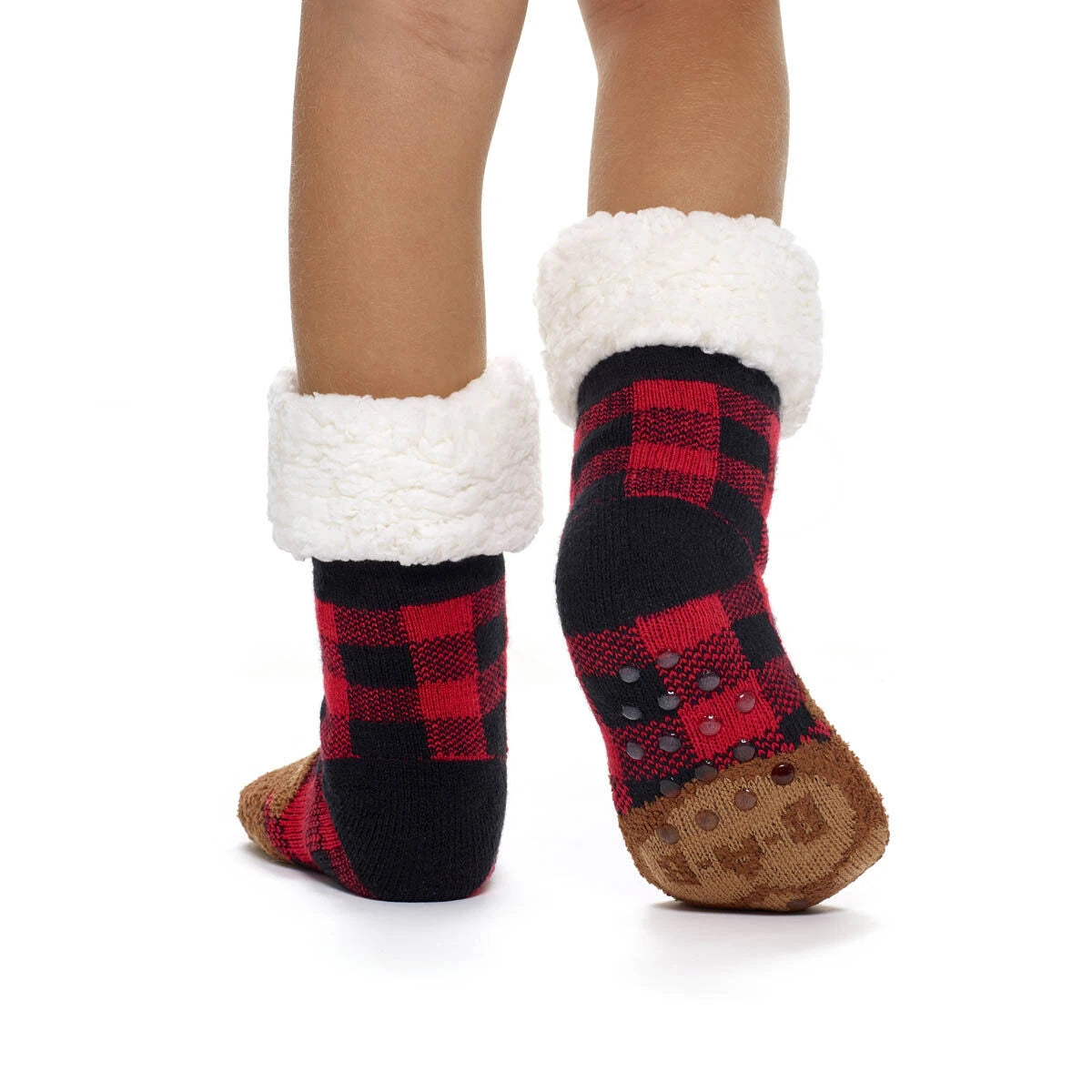 Build-A-Bear Pajama Shop™ Buffalo Check Bear Slipper Socks - Toddler, Youth &amp; Adult - US 4131