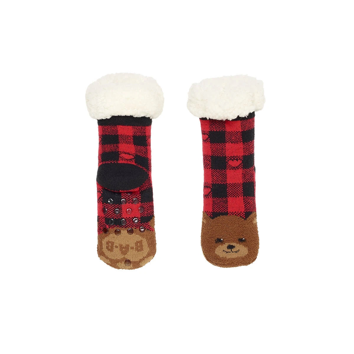 Build-A-Bear Pajama Shop™ Buffalo Check Bear Slipper Socks - Toddler, Youth &amp; Adult - US 4131